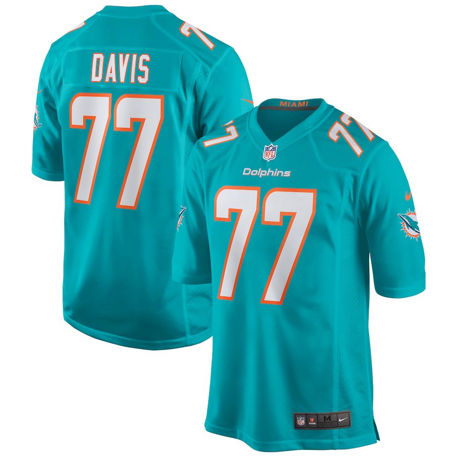Men Miami Dolphins 77 Jesse Davis Nike Green Game NFL Jersey